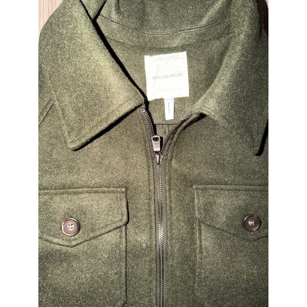 Avec Les Filles Olive‎ Green Zip Front Utility Jacket Womens Large 81077 X7 - Picture 5 of 11